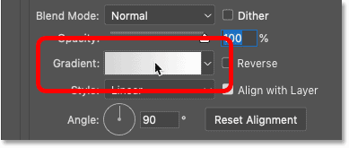 Klicken Sie im Photoshop-Dialogfeld „Ebenenstil“ auf das aktuelle Verlaufsfarbfeld