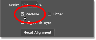Reverse option in Photoshop's Gradient Fill dialog
