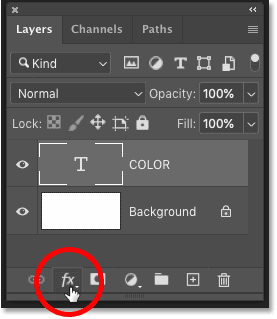 Klicken Sie in Photoshop im Ebenenbedienfeld auf das Symbol „Ebeneneffekte“.