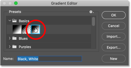 Choisir un dégradé noir et blanc dans Photoshop