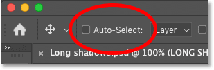 La opción de selección automática de la herramienta Mover está desactivada