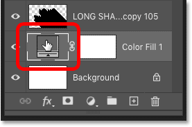 Дважды щелкните образец цвета слоя сплошной заливки на панели «Слои» в Photoshop.