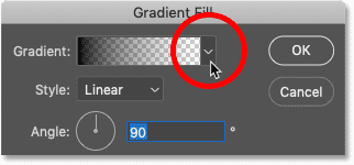 Open the gradient preset picker from the gradient fill screen