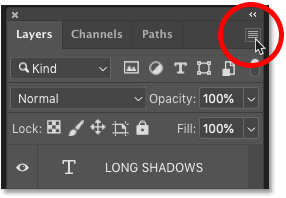 Clicking the Layers panel menu icon
