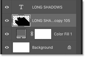 Una capa de sombra incrustada en el panel Capas en Photoshop