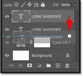 Dragging a copy of the type layer below the original in the Layers panel in Photoshop