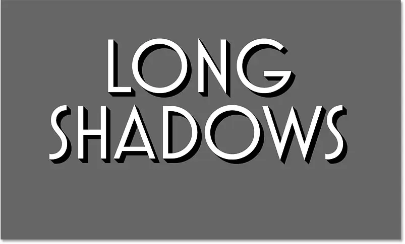 Long shadow effect using 20 black text copies in Photoshop