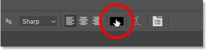 The color swatch shows the current text color in the Photoshop options bar