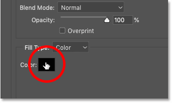 Choosing the stroke color in the Layer Style dialog box in Photoshop