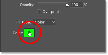 Hacer clic en la muestra de color para cambiar el color del quinto borde