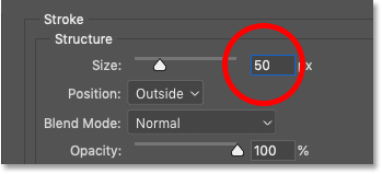 Augmenter la taille du cinquième trait autour du texte