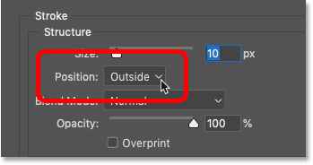 Set the position of the first strike to Outside