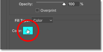 Hacer clic en la muestra de color para cambiar el color del cuarto borde