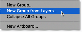 Choisissez la commande Nouveau groupe à partir des calques dans Photoshop