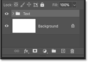 The type layer is placed inside a layer group in Photoshop
