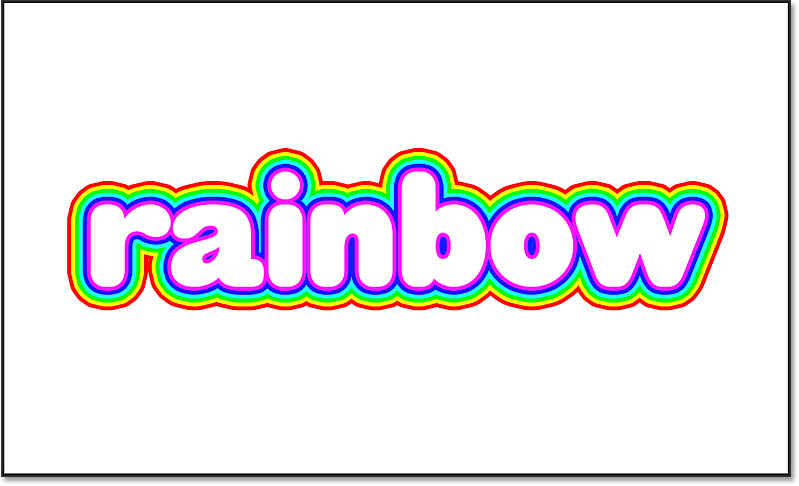 Rainbow strokes around white text in Photoshop