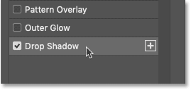 إعادة تحديد Drop Shadow من عمود Effects في شاشة Layer Style