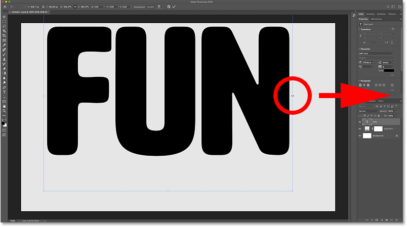 Ändern Sie die Textgröße mit Free Transform in Photoshop