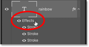 Haga clic con el botón derecho (Win) / Control-clic (Mac) en la palabra efectos debajo de la capa de texto