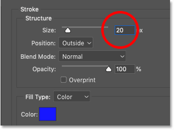 Add the size of the original stroke to the second stroke