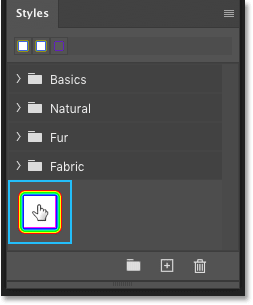 Select a preset rainbow stroke layer style from the Styles panel in Photoshop