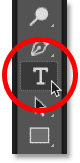 Auswählen des Textwerkzeugs in Photoshop aus der Symbolleiste