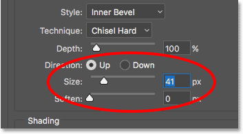 Increase the Size value for the Bevel and Emboss layer style
