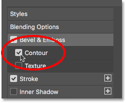 Define the contour style under Bevel and Emboss.
