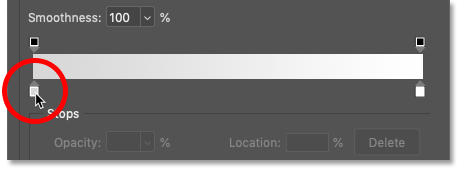 Haga doble clic en la parada de color izquierda en el Editor de degradado de Photoshop