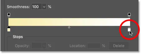 Double-click the white stop in the Gradient Editor