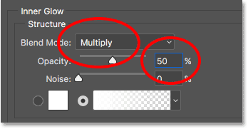 Set the Blending Mode to Multiply and the Opacity to 50 percent