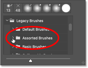 Open a variety of brushes in Photoshop CC