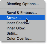 اختيار نمط طبقة Stroke في لوحة Layers