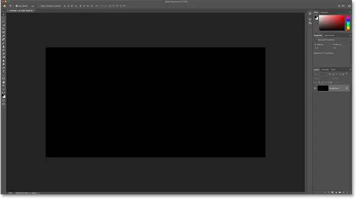 Документ Photoshop с фоном, заполненным черным цветом