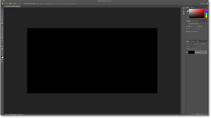 Photoshop-Dokument nach dem Füllen des Hintergrunds mit Schwarz