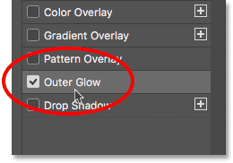 Sélectionnez le style de calque Outer Glow.