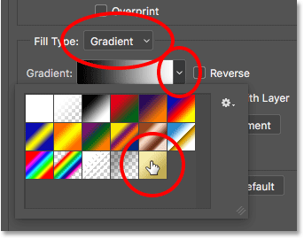 Gradient options for the Stroke layer style