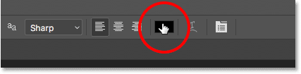 Clicking the type color swatch in the Photoshop options bar