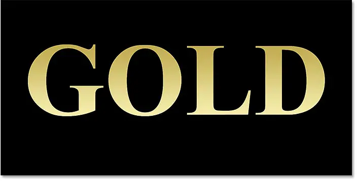 Gold text after editing it and applying a gradient.
