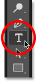Selecting the Type tool in Photoshop