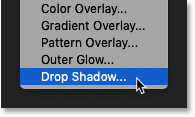Choosing a Drop Shadow layer effect in Photoshop