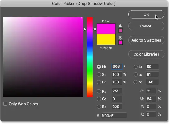 Выберите второй цвет для текстового эффекта аэрозольной краски в Photoshop.