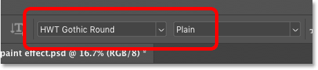 Choosing a font for the splash paint text effect in Photoshop