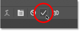 Accept text by clicking the checkmark in Photoshop