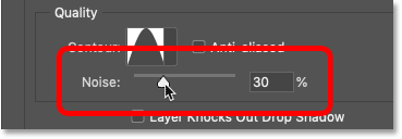 Increase the noise value of a drop shadow in Photoshop