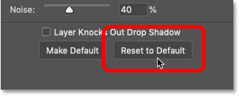 Restore default Drop Shadow settings in Photoshop