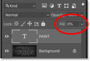 Reduce the type layer's fill to 0 percent in Photoshop