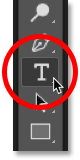 Selecting the Type tool in Photoshop