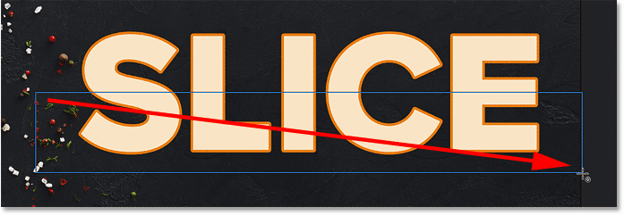 Draw a rectangular path around the bottom half of the text in Photoshop