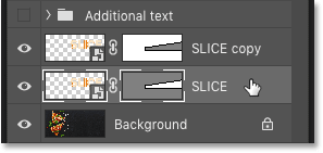 Select the bottom text slice in the Layers panel in Photoshop